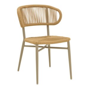 Καρέκλα στοιβαζόμενη Agus House Genius αλουμίνιο καφέ-pe rattan σε φυσική απόχρωση 55x63x77εκ