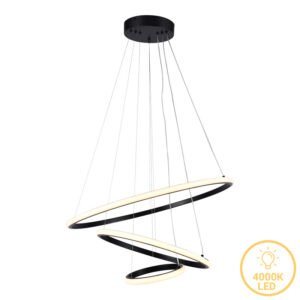 Φωτιστικό οροφής τρίφωτο led Pelia House Genius μέταλλο σε μαύρη απόχρωση Φ60x40εκ