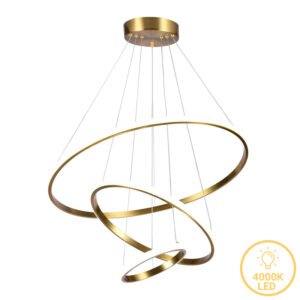 Φωτιστικό οροφής τρίφωτο led Pelia House Genius μέταλλο σε χρυσή απόχρωση Φ60x40εκ