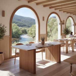 Τραπέζι Casi House Genius μασίφ ξύλο ακακίας σε φυσική απόχρωση 200x100x76εκ