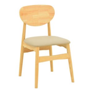 Καρέκλα Cardith House Genius rubberwood-plywood σε φυσική απόχρωση-pu μπεζ 48x51x78εκ