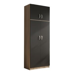 Ντουλάπα δίφυλλη και πατάρι Athos House Genius σε sonoma-ανθρακί απόχρωση 80x42x240εκ