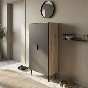 Παπουτσοθήκη-ντουλάπα Oufelia House Genius sonoma-ανθρακί 60x32.5x134.5εκ