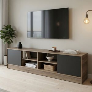 Έπιπλο τηλεόρασης Tivia House Genius sonoma-ανθρακί 180x35x41.5εκ