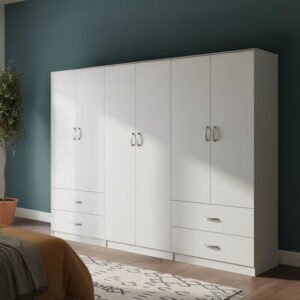 Ντουλάπα εξάφυλλη Athos House Genius λευκή 240x42x180εκ