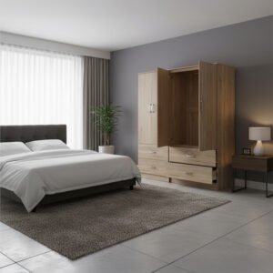 Ντουλάπα τετράφυλλη με συρτάρια Athos House Genius sonoma 160x42x180εκ