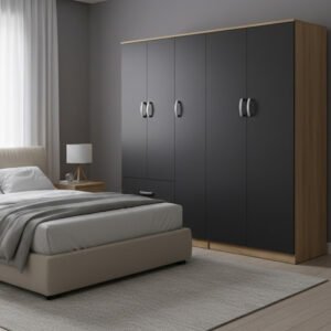 Ντουλάπα πεντάφυλλη Athos I House Genius sonoma-ανθρακί 170x42x180εκ