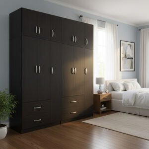 Ντουλάπα εξάφυλλη με πατάρι Athos House Genius wenge 180x42x240εκ