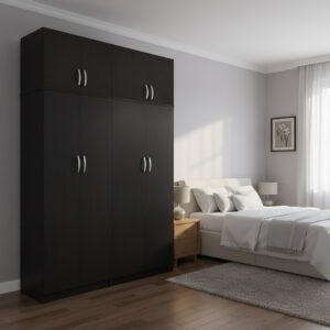 Ντουλάπα τετράφυλλη με πατάρι Athos Ι House Genius wenge 160x42x240εκ