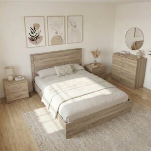 Σετ Κρεβατοκάμαρας Athos Sonoma με Κρεβάτι 140x200εκ Σετ 4τεμ