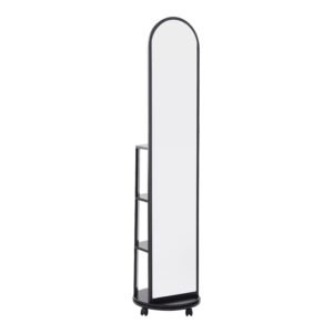 Καθρέπτης τροχήλατος Espero House Genius mdf με ράφια σε μαύρη απόχρωση Φ34x170εκ
