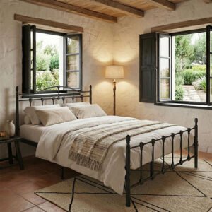 Κρεβάτι Wotso House Genius μεταλλικό σε μαύρη απόχρωση 150x200εκ