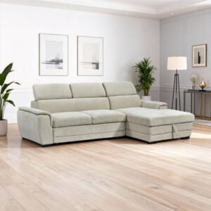 Γωνιακός καναπές-κρεβάτι αριστερή γωνία Dreamora House Genius με αποθηκευτικό χώρο ύφασμα μπεζ 270x167x82εκ