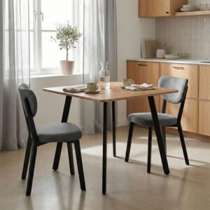 Τραπέζι Squaro House Genius sonoma mdf με μαύρα μεταλλικά πόδια 80x80x75εκ