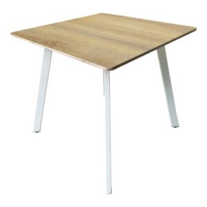 Τραπέζι Squaro House Genius sonoma mdf με λευκά μεταλλικά πόδια 80x80x75εκ