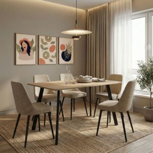 Τραπέζι Squaro House Genius sonoma mdf με μαύρα μεταλλικά πόδια 120x70x75εκ
