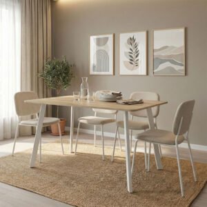 Τραπέζι Squaro House Genius sonoma mdf με λευκά μεταλλικά πόδια 120x70x75εκ
