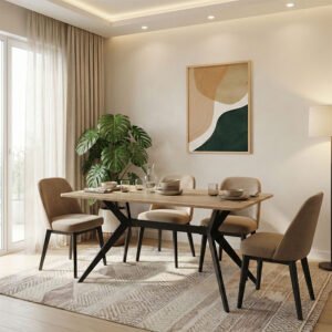 Τραπέζι Ezali House Genius sonoma mdf με μαύρα μεταλλικά πόδια 140x80x75εκ