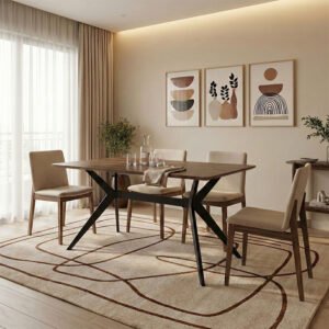 Τραπέζι Ezali House Genius mdf καρυδί με μαύρα μεταλλικά πόδια 140x80x75εκ