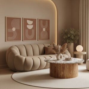 Καναπές Embrace House Genius βελούδο σε μπεζ απόχρωση 180x105x65εκ