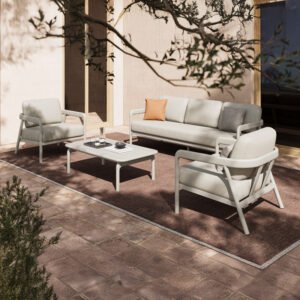 Σαλόνι εξωτερικού χώρου Marlena House Genius μπεζ αλουμίνιο με ύφασμα σε απόχρωση ανοιχτό γκρι