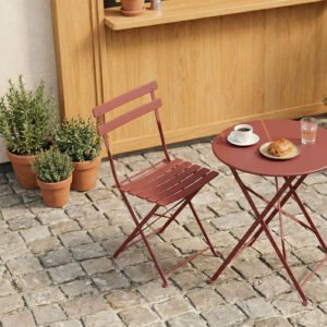 Καρέκλα Bistro House Genius μεταλλική αναδιπλούμενη σε απόχρωση terracotta 42x46x82εκ