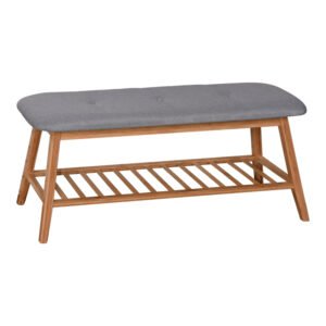 Παπουτσοθήκη-Σκαμπό Zerma House Genius 4 ζευγών μπαμπού-ύφασμα σε φυσική-γκρι απόχρωση 100x30.5x44εκ