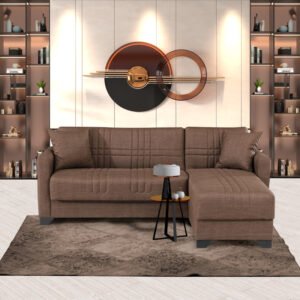 Γωνιακός καναπές-κρεβάτι αναστρέψιμος Stashio House Genius ύφασμα καφε 202x143x84εκ