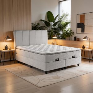 Κρεβάτι διπλό Lunda House Genius με αποθηκευτικό χώρο γκρι βελούδο 160x200εκ